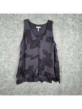 Joie Amisi Silk Print Layered Tank Blouse Split XS Top V Neck Sleeveless Swing
